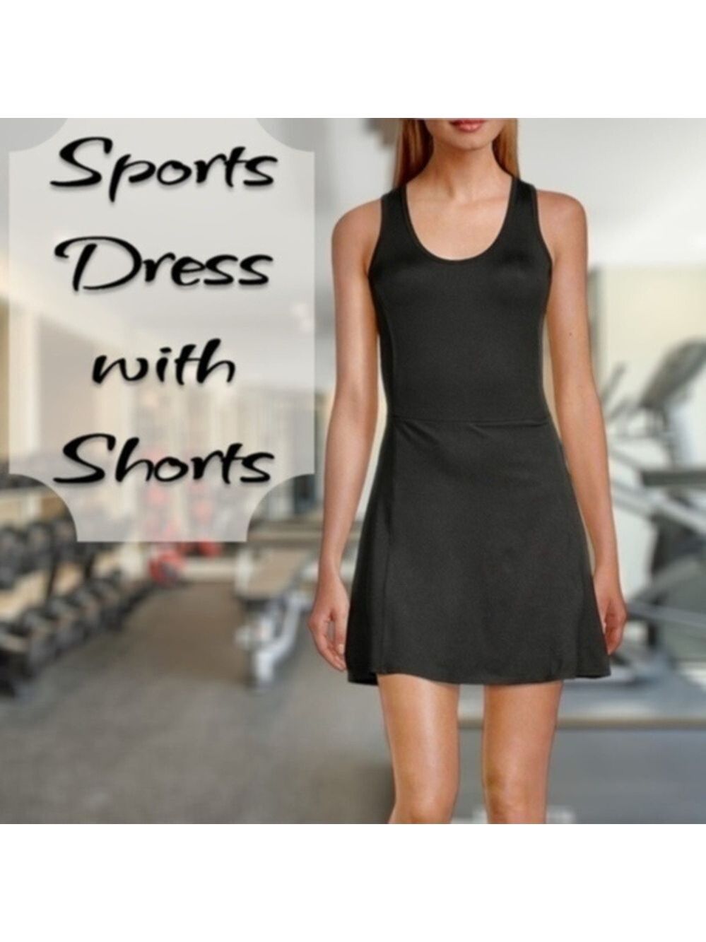 XERSION Black Sleeveless Round Neck Tennis Dress-Inner Shorts/Pockets NWT/LGTall